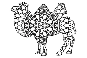 Simple Camel Mandala Coloring Page