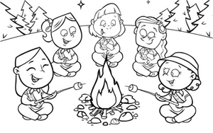 A Group of Friends Roasting Marshmallows over a Campfire