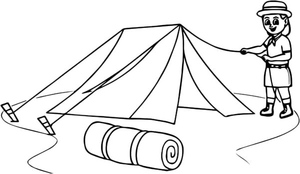 Camping Fun Girl With Tent
