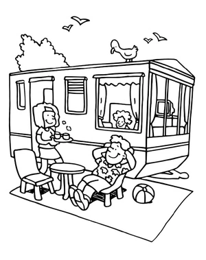 Camping in Summer Coloring Page