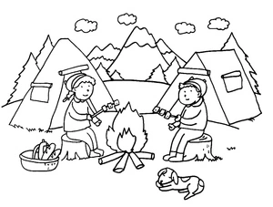 Campsite Coloring Page