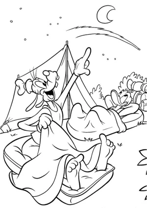 Goofy and Donald's Camping Adventure Coloring Page