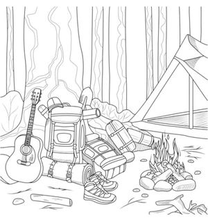 Guitar for Evening Serenades by the Fire Coloring Page