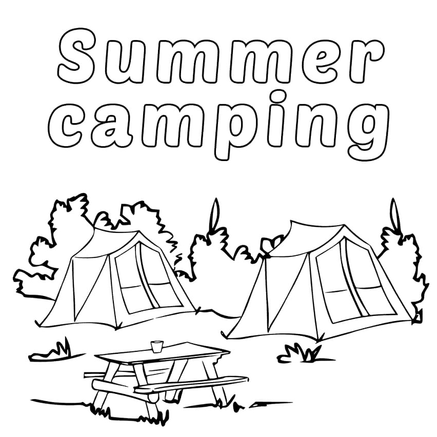 Image of Camping in Summer Coloring Page