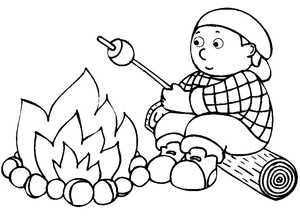 Toasting Marshmallows over the Campfire Coloring Page
