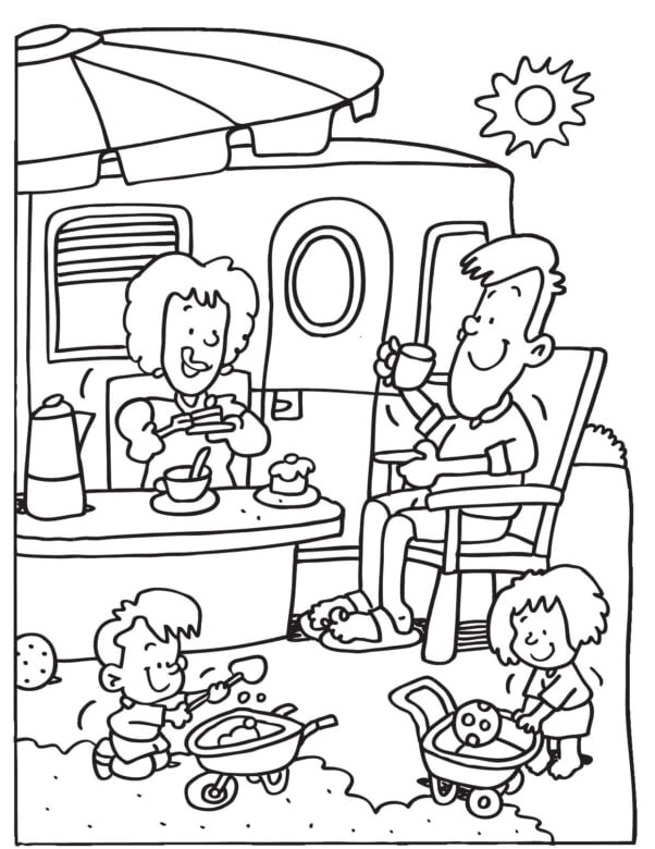 Travelers' Campsite Coloring Page