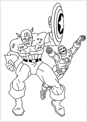 Captain America and Iron Man Coloring Page