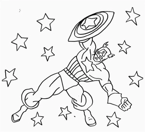 Captain America and the Stars Coloring Page