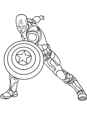 Captain America Defending On Screen Coloring Page