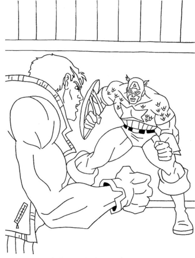 Captain America Engaged in Combat Coloring Page