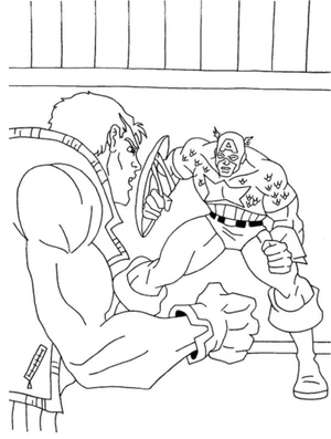 Captain America Engaged in Combat Coloring Page