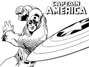 Captain America in cartoon form Coloring Page