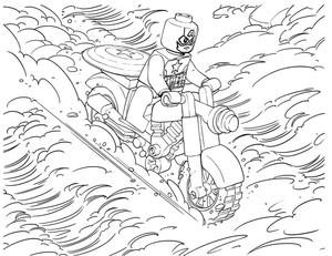 Captain America on a Lego Motorcycle