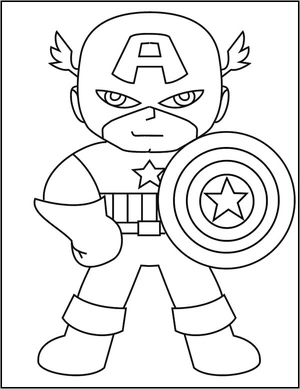 Captain America smiling drawing Coloring Page