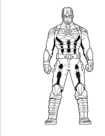 Captain America Standing Without His Shield - Coloring Page Coloring Page