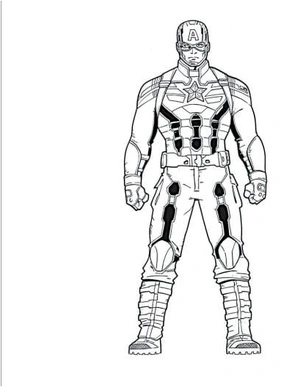 Captain America Standing Without His Shield - Coloring Page Coloring Page