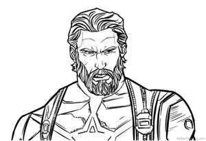 Portrait of Captain America from Avengers 3 Coloring Page