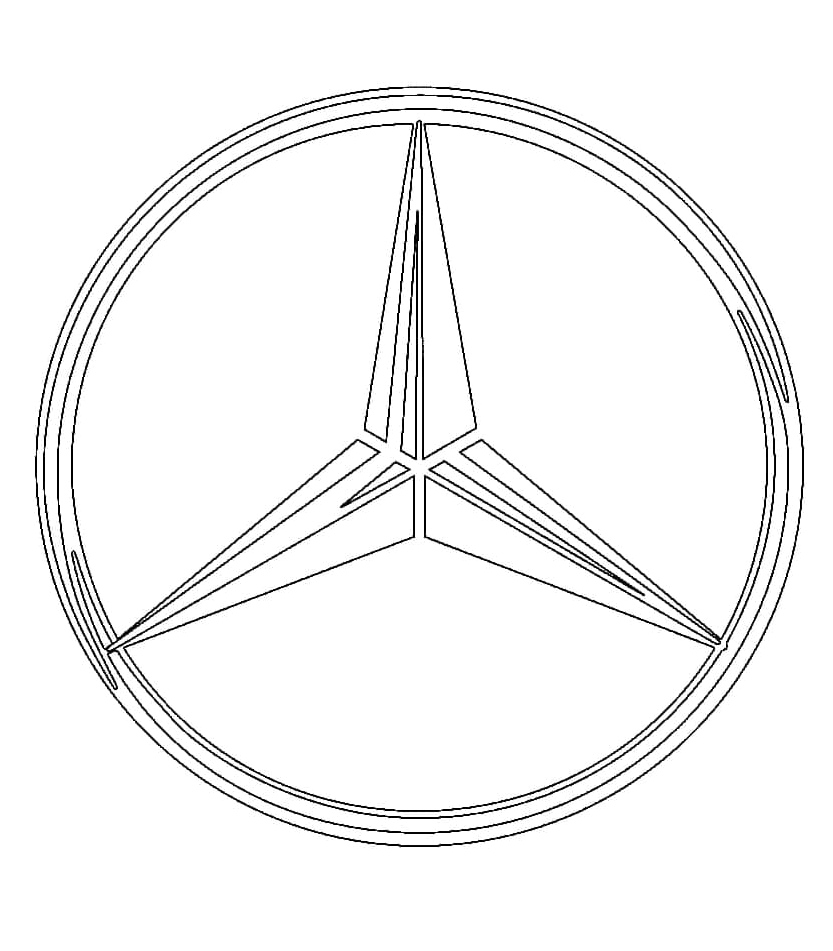 Logo of a Mercedes Benz Car Coloring Page