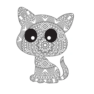 Adorable Cat Mandala Coloring Page