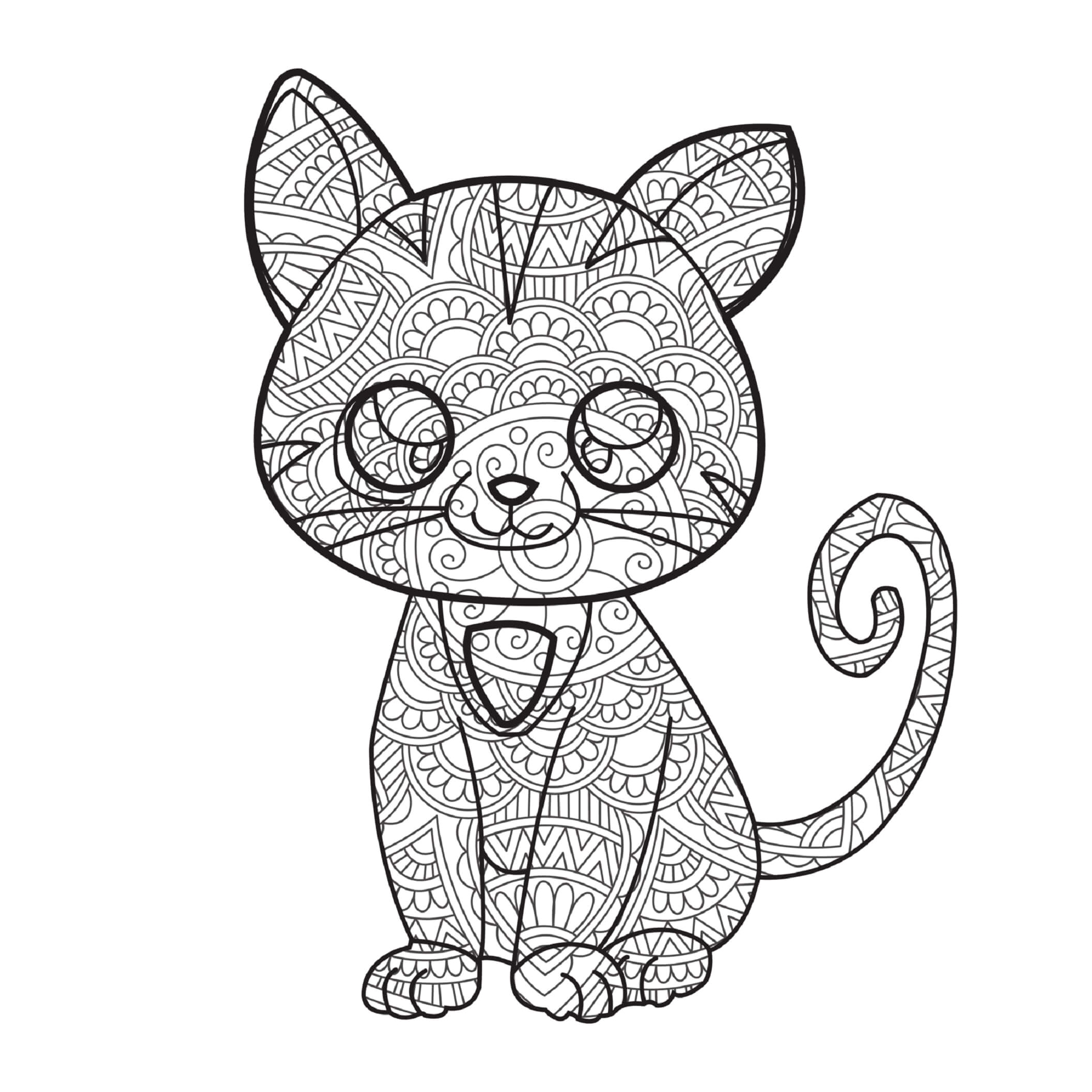 Mandala of the Little Cat Coloring Page