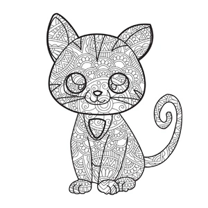 Mandala of the Little Cat Coloring Page