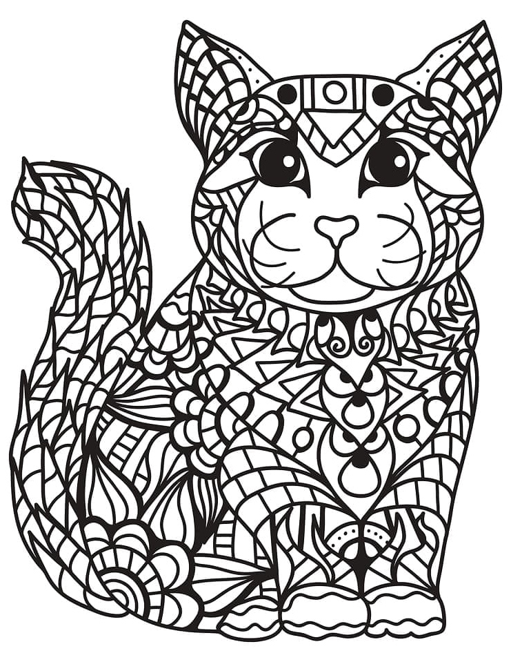 Cat Zentangle Coloring Page Coloring Page