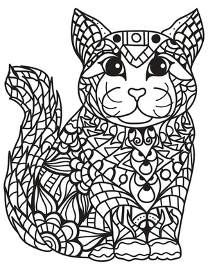 Cat Zentangle Coloring Page Coloring Page