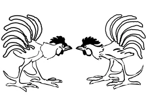 Fighting Rooster Coloring Page