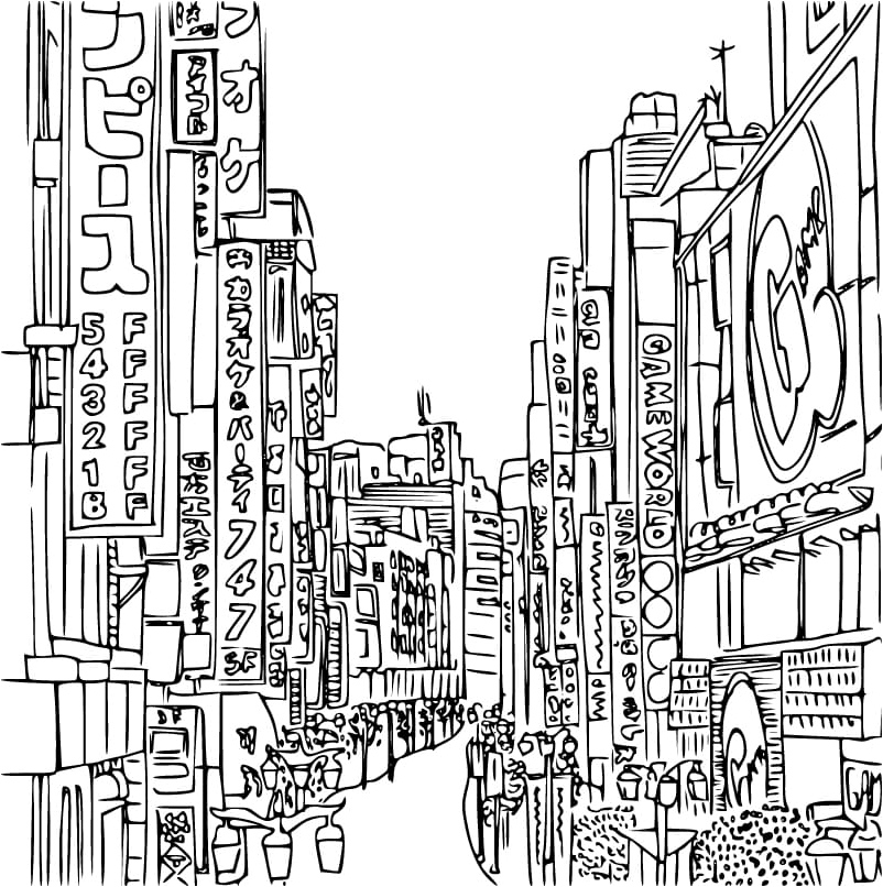 Chinese Street Coloring Page