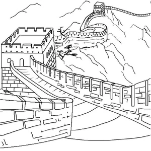 The majestic structure in China known for its impressive length and historical significance. Coloring Page
