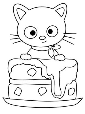 Chococat and Cake coloring page Coloring Page