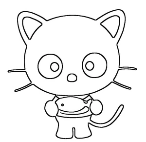 Chococat with a Fish Coloring Page