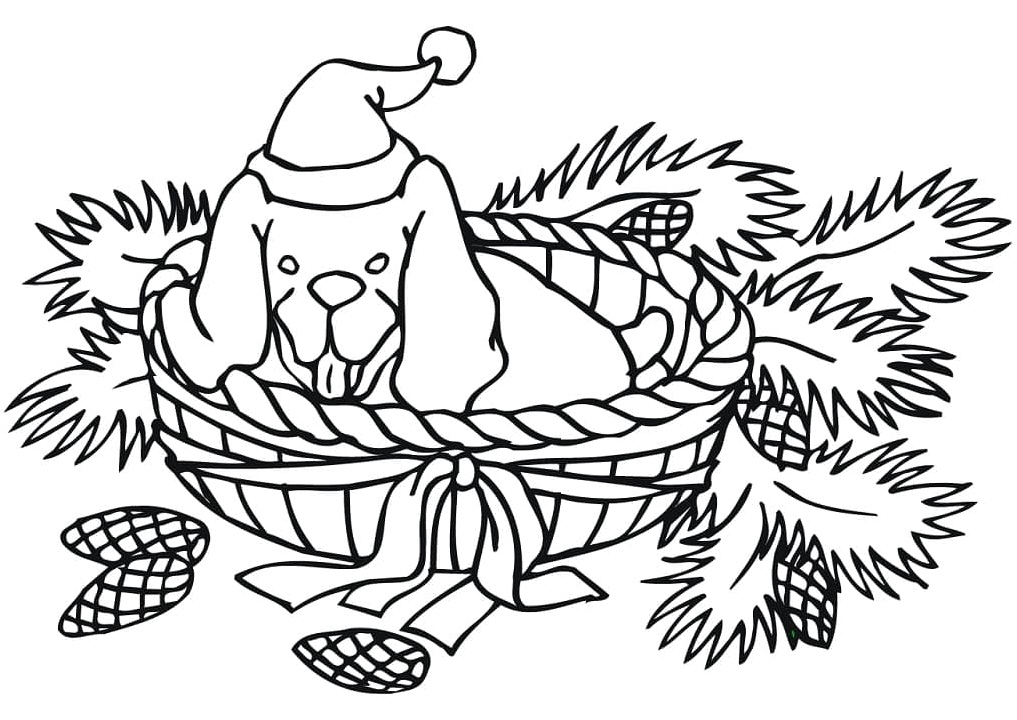 Christmas Pup Coloring Page