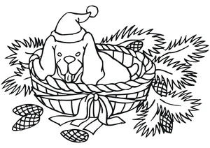 Christmas Pup Coloring Page