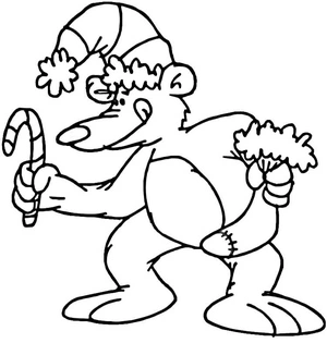 Jolly Christmas Bear Coloring Page