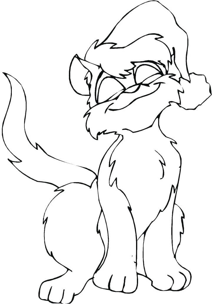 Jolly Christmas Kitty Coloring Page