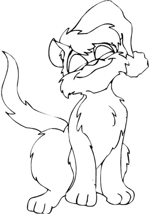 Jolly Christmas Kitty Coloring Page