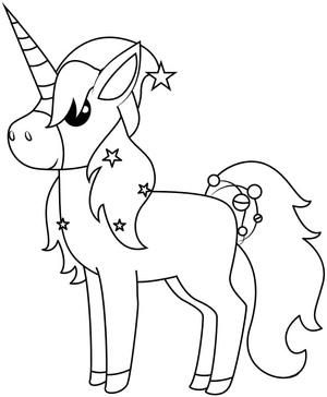 Unicorn with a Christmas Theme Coloring Page