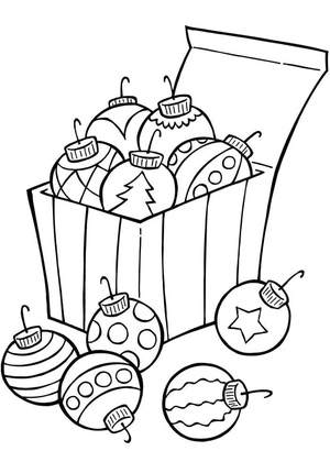 Christmas Ornaments Box Coloring Page