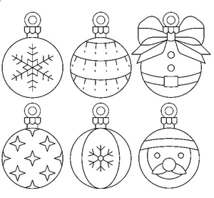 Six Festive Ornaments Coloring Page