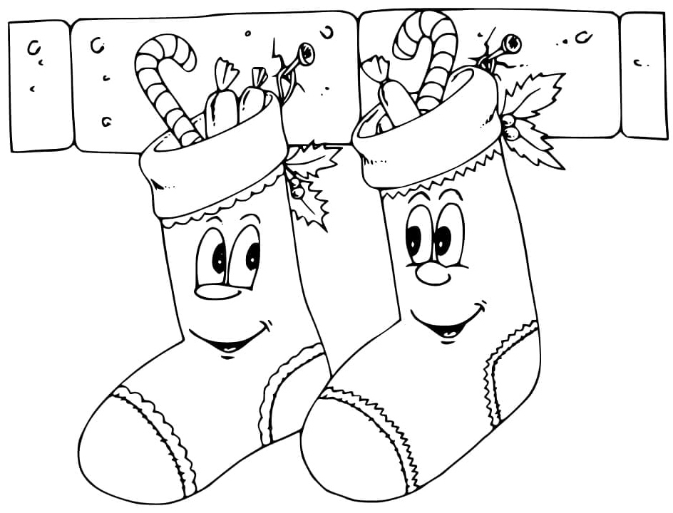 Christmas Stockings Cartoon Coloring Page
