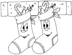Christmas Stockings Cartoon Coloring Page