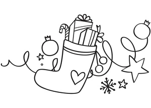 Print Coloring Page of a Christmas Stocking Coloring Page