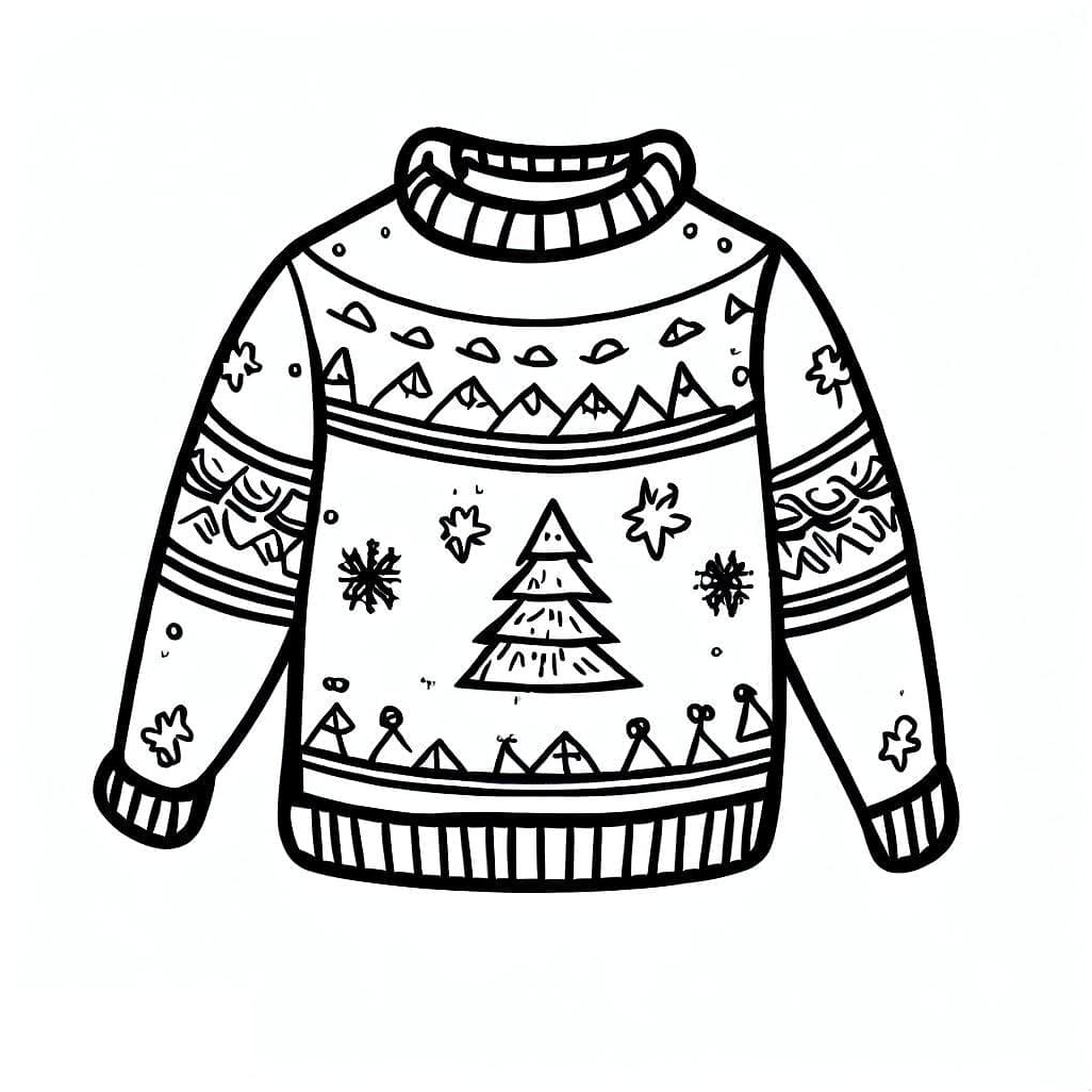 Christmas Sweater Coloring Page for Printing Coloring Page