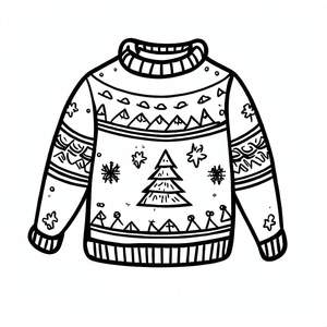 Christmas Sweater Coloring Page for Printing Coloring Page