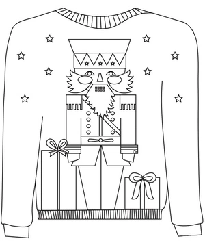 Nutcracker Christmas Sweater Coloring Page