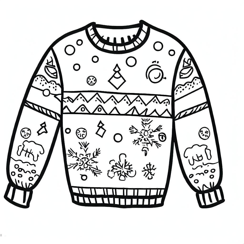 Printable Christmas Sweater Coloring Page for Kids Coloring Page
