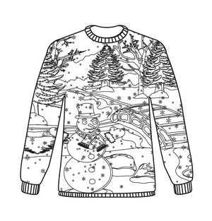 Snowman in a Christmas Sweater Coloring Page