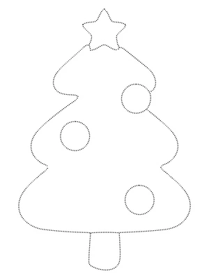Simple Christmas Tree Tracing Coloring Page