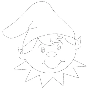 Tracing Worksheet for Christmas Elf
 Coloring Page
